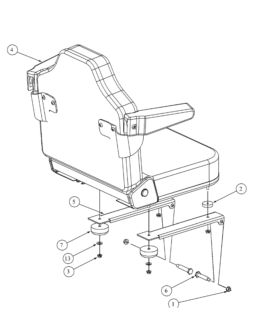 Seat Assembly Diagram and Parts List for M48-KW 53BB5DAV750-19-HP Cub Cadet Lawn Tractor
